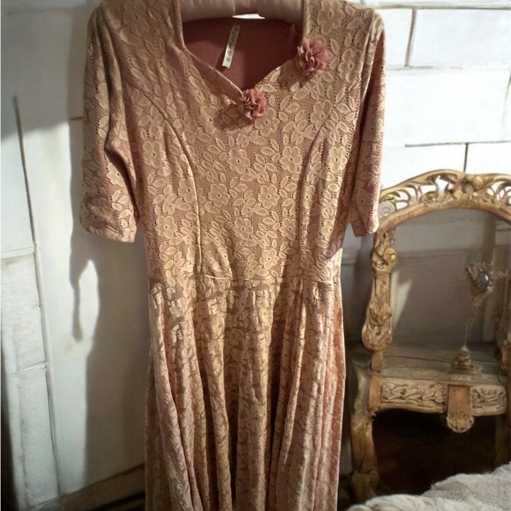 Elegant Lace Dress in Pink